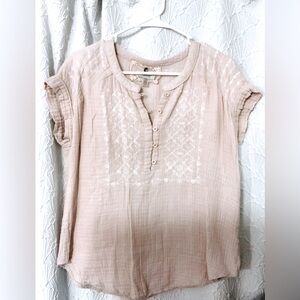 Cupid Women's Beige Embroidered Top